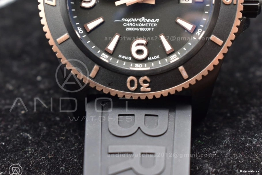 Superocean Best Black 1174 Dial A Black Automatic BestValue Rubber 44 on Strap TF Edition Bezel 1:1 Black 0827